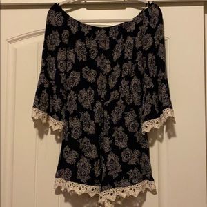 Multicolor Print Off The Shoulder Shift Romper